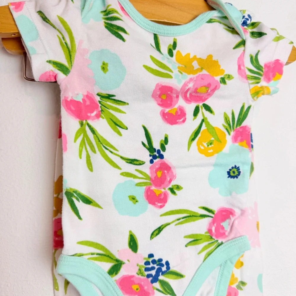Cloud Island Baby Girl Floral Bodysuit and Leggings Set 3-6M White Pink Teal